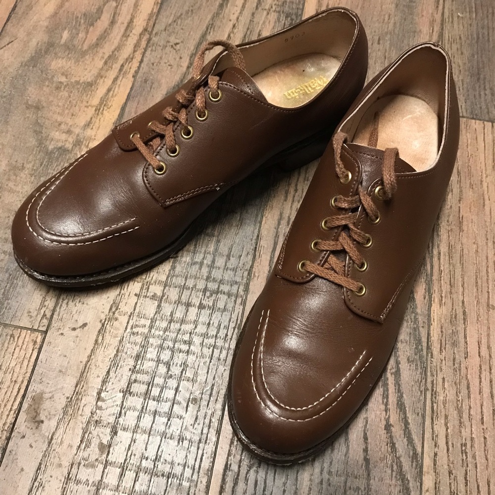 Vintage 1940s officer work shoes apron moc toe